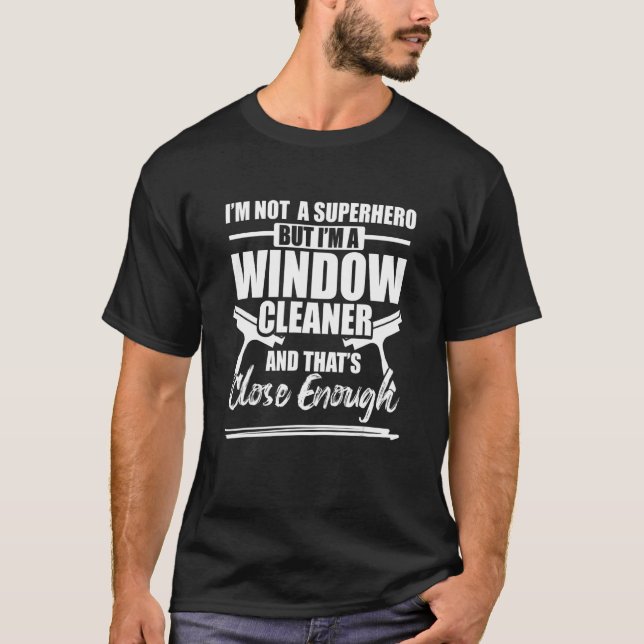 Camiseta Herói Limpa Janelas  Limpando 2 (Frente)
