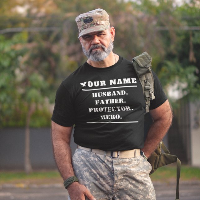 Camiseta Herói personalizado do marido (Criador carregado)