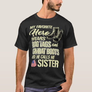 Camiseta Herói Usa Placas de Identificação Botas de Combate
