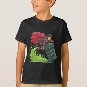 Camiseta Herói Voador Com Fantasia de Lixeira Para Levar Fo