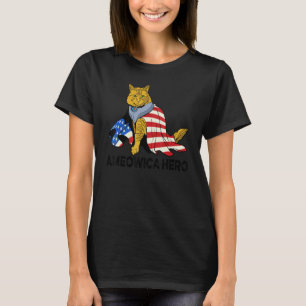 Camiseta Heroína Ameowica Gata Mãe 4 De Julho Patriótica
