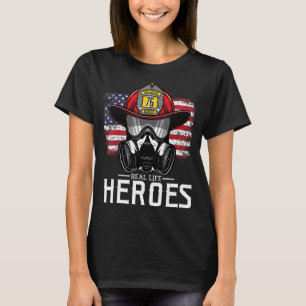 Camiseta Heróis Da Vida Real Por Apreciação Do Bombeiro Ame