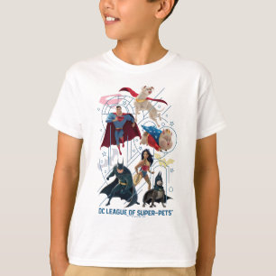 Camiseta Heróis e Super-Animais da Trinidade DC