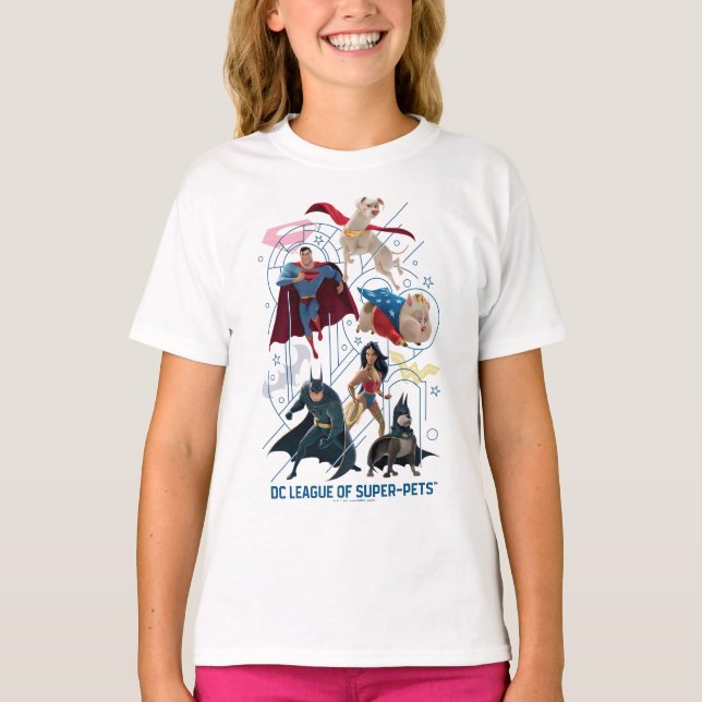 Camiseta Heróis e Super-Animais da Trinidade DC (Frente)