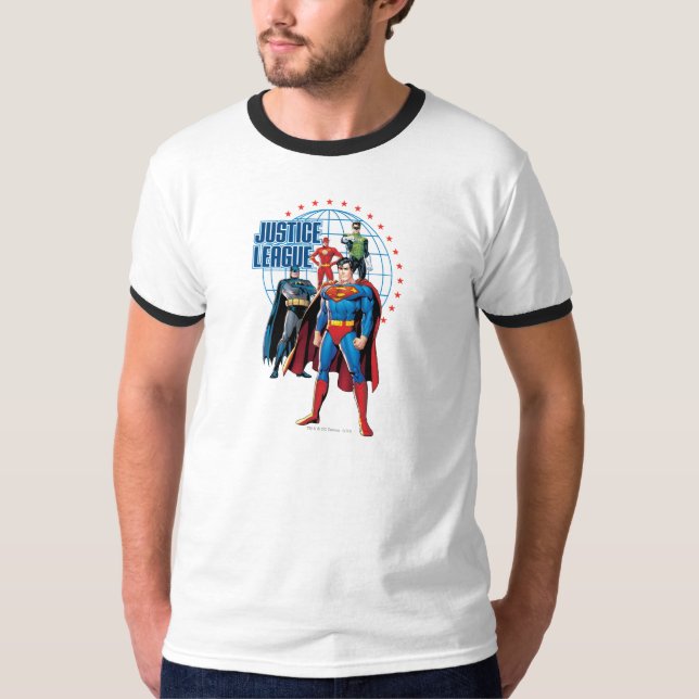 Camiseta Heróis Globais da Liga da Justiça (Frente)