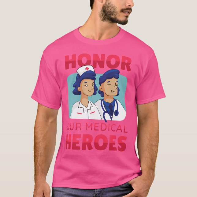 Camiseta Heróis Médicos Médicos Enfermeiros Médicos Médicos (Frente)