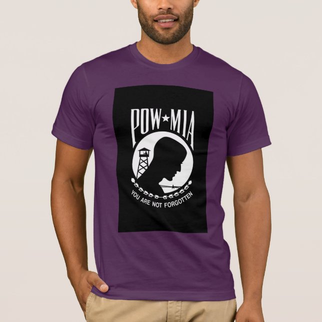 Camiseta Heróis Militares Americanos do POW MIA prisioneiro (Frente)