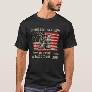 Camiseta Heróis Não Vestem Capas Que Vestem Combate Dog tag