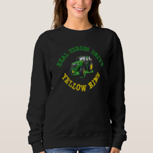 Camiseta Heróis reais dirigem rims amarelos Trator fazendei