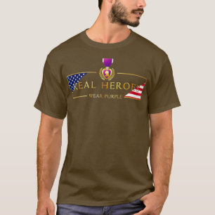 Camiseta Heróis Reais do Coração Roxo Militar Vestem Roxo