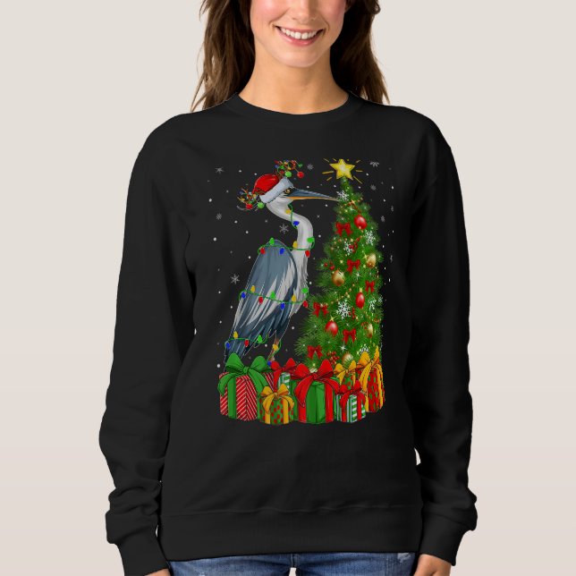 Camiseta Heron Bird Xmas Holiday Papais noeis Heron Natal T (Frente)