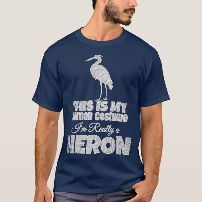 Camiseta Heron Human Costume Ama Pássaros Hídricos Heron (Frente)