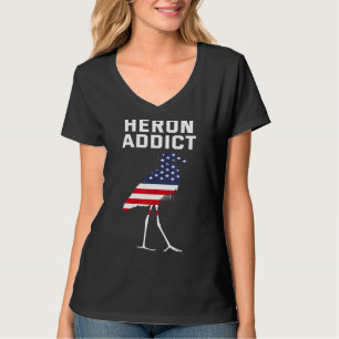 Camiseta Heron, Viciado em Birding Americano, Bandeira Azul