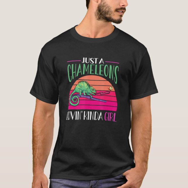 Camiseta Herpetólogo retrô Lizard Reptile Chameleon (Frente)