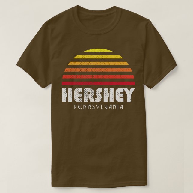 Camiseta Hershey PA Retro Sunset Pensilvânia (Frente do Design)
