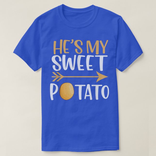 Camiseta He's My Sweet Potato Funny Thanksgiving Couple Mat (Frente do Design)