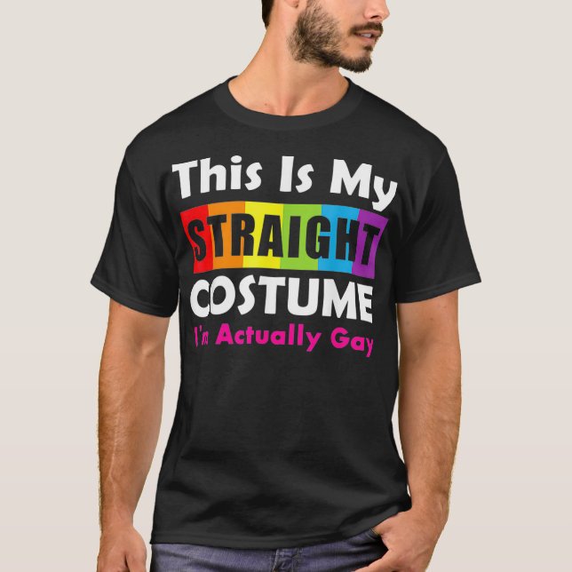 Camiseta Hetero De Halloween Eu Na Verdade Sou Gay LGBTQ P (Frente)