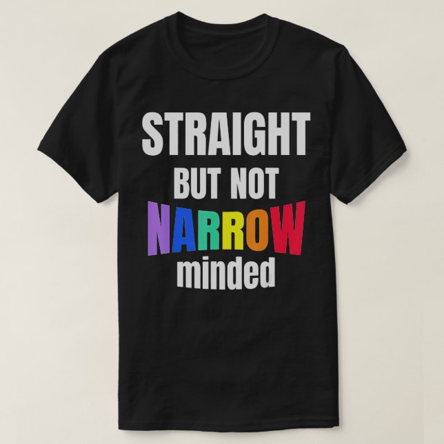 Camiseta Hetero de suporte LGBQ, mas não LGBQ restrito  (Frente do Design)
