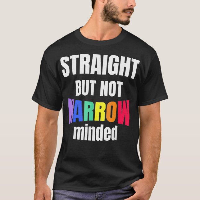 Camiseta Hetero de suporte LGBTQ, mas não LGBTQ restrito  (Frente)