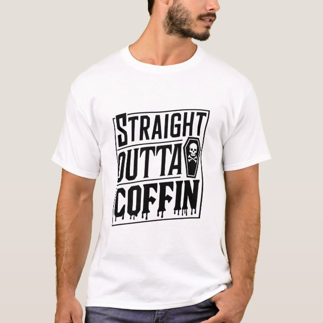 Camiseta Hetero Fora Coffin Funny Vampire Halloween Puns (Frente)