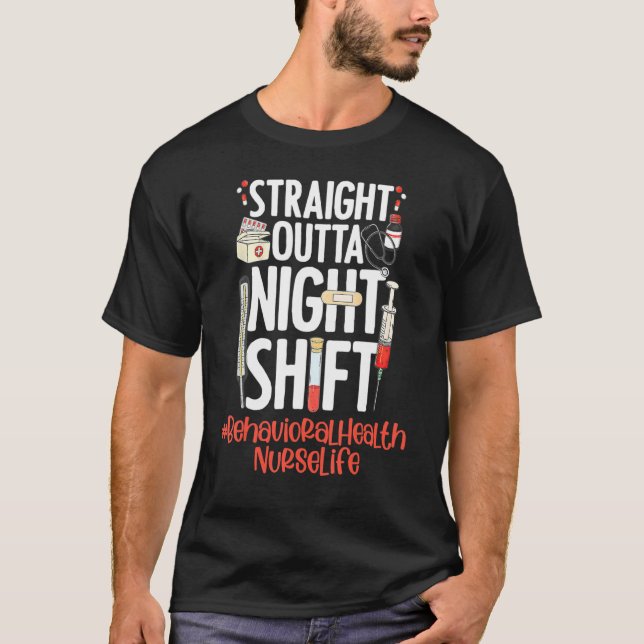 Camiseta Hetero Fora da Noite Enfermeiro Enfermeiro Comport (Frente)