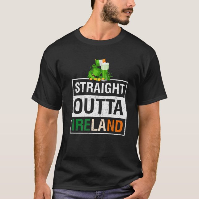 Camiseta Hetero Outta Ireland Irish Dia de São Patrício Gre (Frente)
