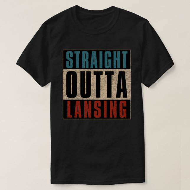 Camiseta Hetero Outta Lansing Michigan MI (Frente do Design)