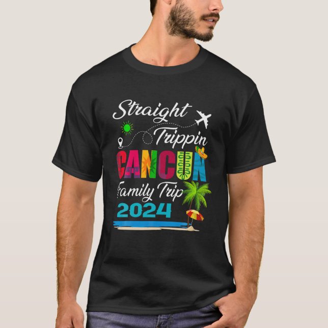 Camiseta Hetero Trippin 2024 Férias da Família Cancun Mexic (Frente)