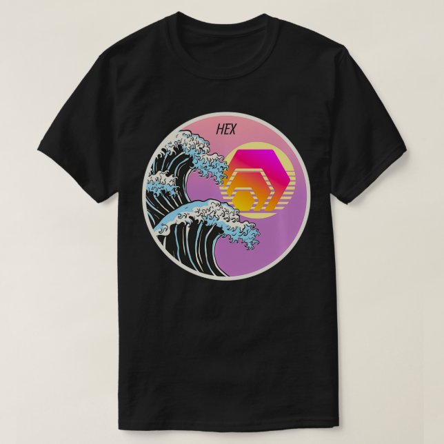 Camiseta HEX Japanese Art Wave Crypto Cryptocurrency Logo  (Frente do Design)