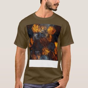 Camiseta Hexágonos Cristais de Madeira Geométrica em Amber