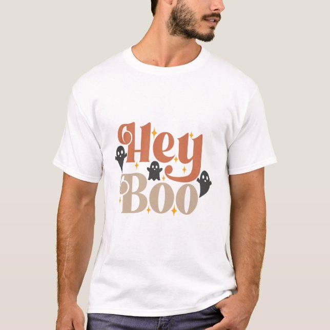 Camiseta Hey Boo Boho Halloween Hey Boo Ghost (Frente)