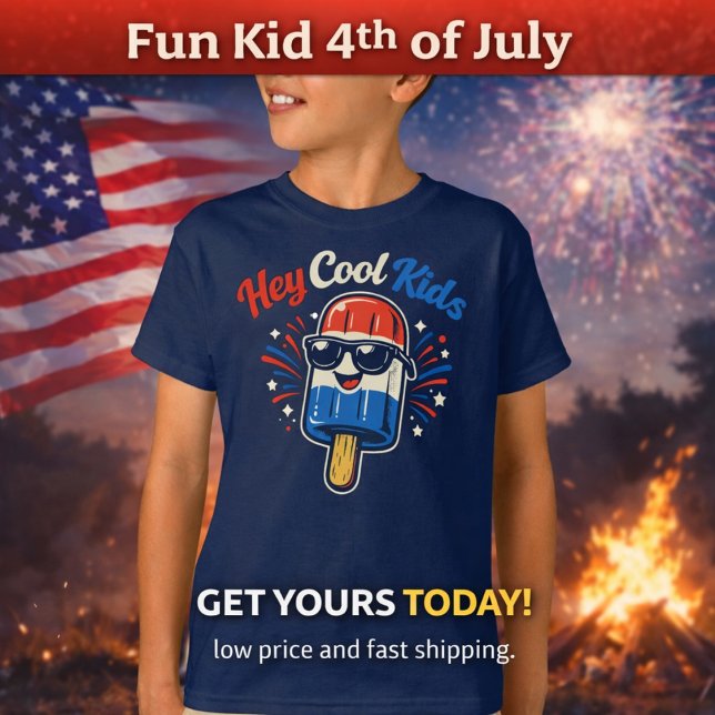Camiseta Hey Cool Kids | 4th of July Kid’s (Criador carregado)