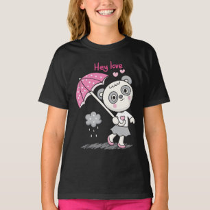 Camiseta Hey Love Panda Engraçada Garota Bonita