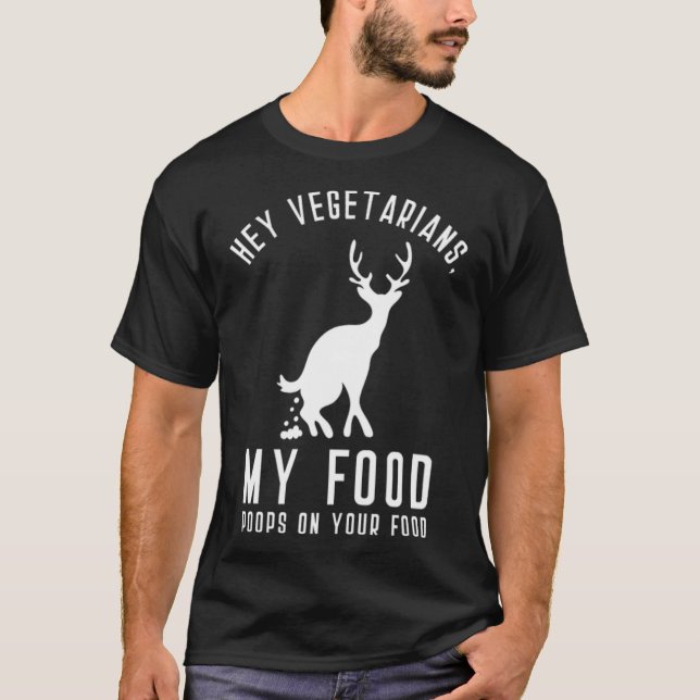 Camiseta Hey Vegetarians My Food Poops On Your Food black l (Frente)