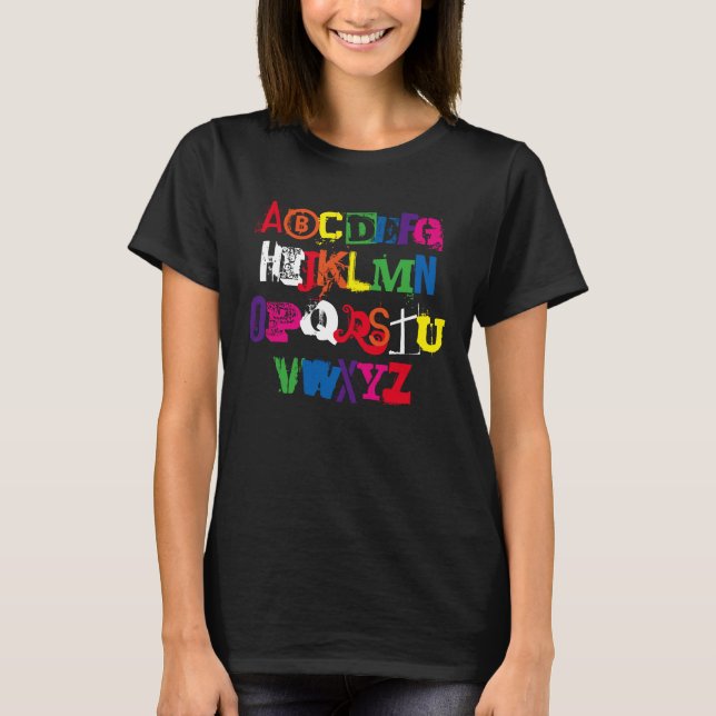 Camiseta Hi Cutie Alphabet Funny Rainbow Typografia (Frente)