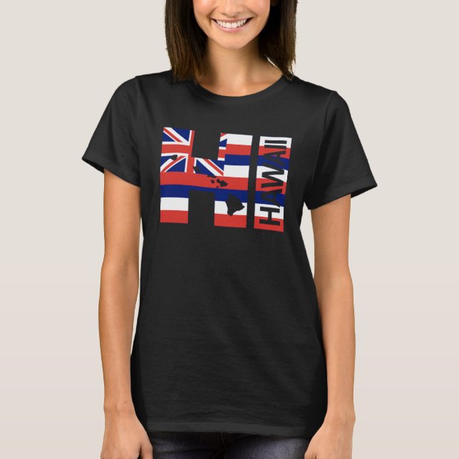 Camiseta HI Hawaii Islands Hawaii Flag Beach (Frente)
