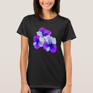Camiseta Hibisco Havaiano Roxo Azul Floral Pono Ao Vivo