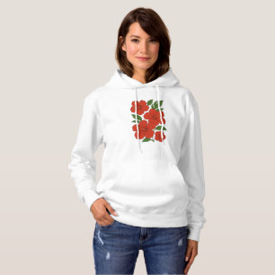 Camiseta Hibisco Vermelho de Elegância Tropical em Preto