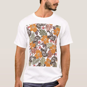 Camiseta Hibiscus Tiger, Padrão Exótico.
