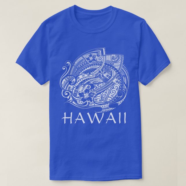 CAMISETA HIBISICUS POLYNESIAN TRIBAL HAWAII (Frente do Design)