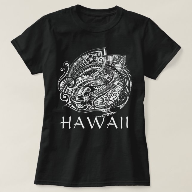 CAMISETA HIBISICUS POLYNESIAN TRIBAL HAWAII (Frente do Design)