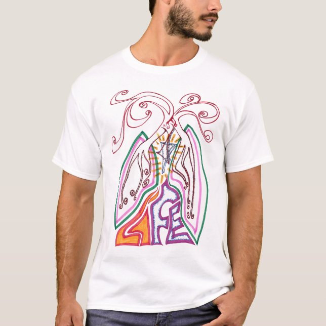 Camiseta Híbrido da vida do reciclar/relação (Frente)
