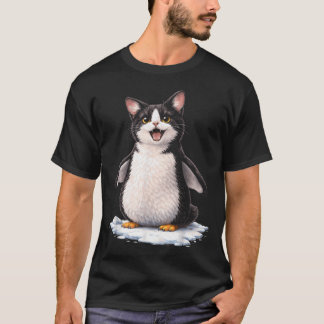 Camiseta Híbrido de Gato Pinguim Fofo Animal Engraçado