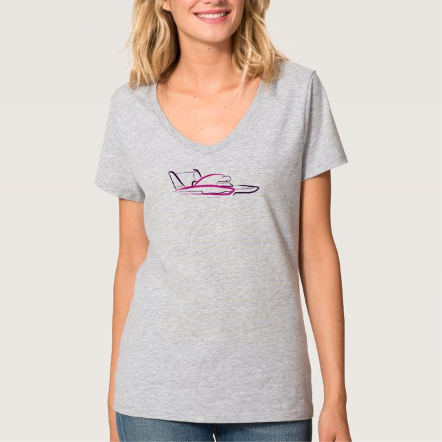 Camiseta Hidroavião 01 Rosa sobre Frente Cinza (Frente)