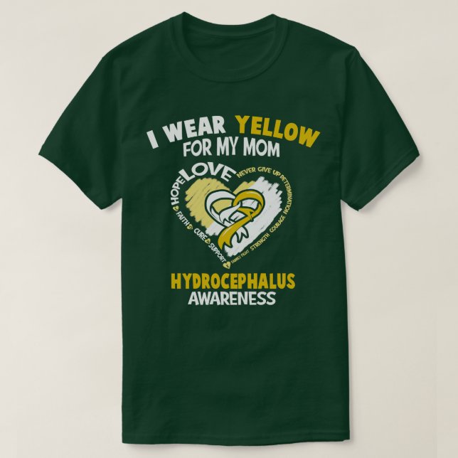 Camiseta Hidrocefalia Consciência Eu Visto Amarelo Para Min (Frente do Design)