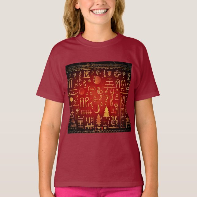 Camiseta Hieroglifos Egípcios do Natal 4 (Frente)