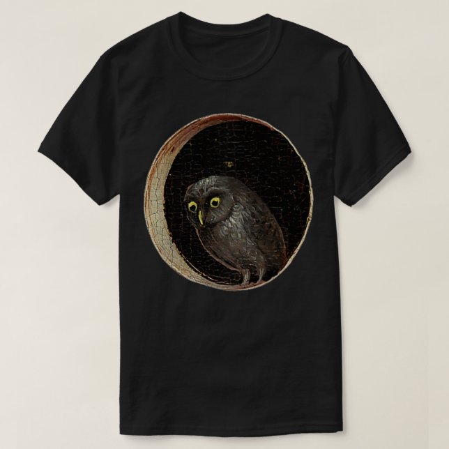 Camiseta Hieronymus Bosch Owl Garden das Delícias Terrestre (Frente do Design)