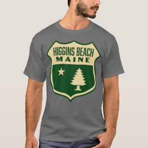 Camiseta Higgins Beach Maine Retro Pine Tree Tan