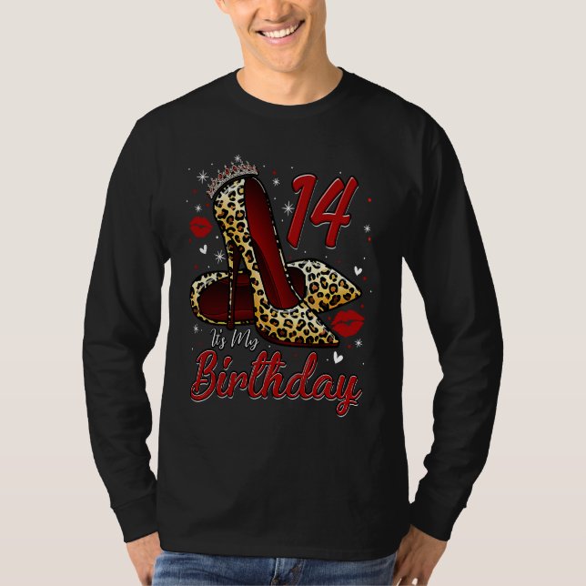 Camiseta High Heels Stepping Into My 14th Birthday 14 and F (Frente)