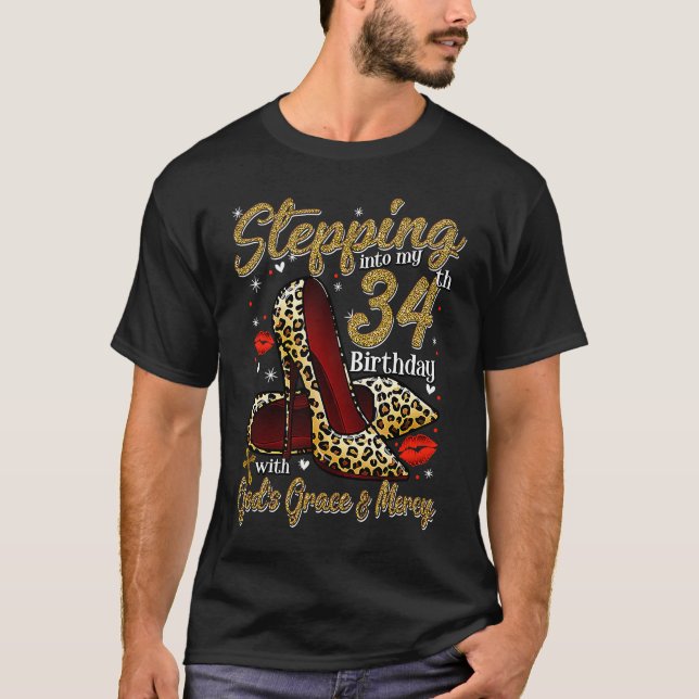 Camiseta High Heels Stepping Into My 34th Birthday 34 and F (Frente)